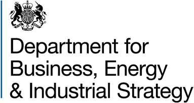 Logo of the UK Department for Business, Energy & Industrial Strategy, featuring the Royal Arms.