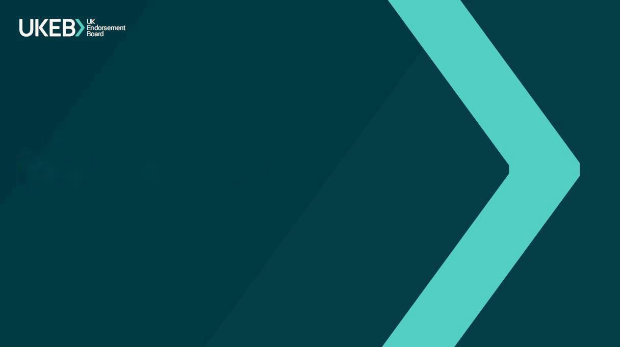 Logo for the UK Endorsement Board (UKEB).