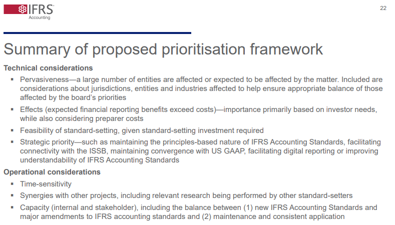 Screenshot of a document outlining a proposed prioritization framework, detailing technical and operational considerations with bullet points