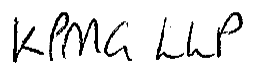 Handwritten name of the professional services firm KPMG LLP