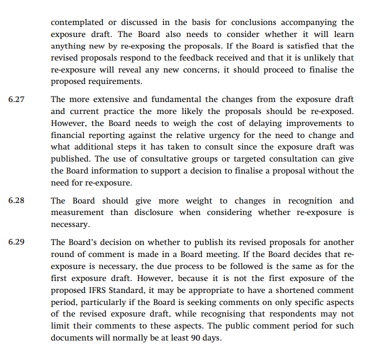 Screenshot of text discussing considerations for re-exposure, including costs, benefits, and decision-making processes by The Board.