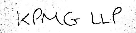 Handwritten text displaying 'KPMG LLP'