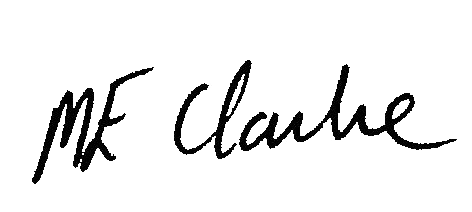 Handwritten signature of M F Clarke