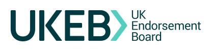 Logo for UKEB, the UK Endorsement Board.