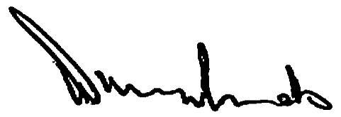 Handwritten signature, likely indicating approval, authenticity, or identity.