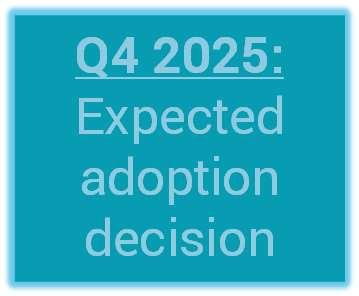 Text box indicating Q4 2025 as the expected adoption decision date.