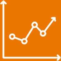 Icon of a line graph with an upward trend on x and y axes, representing data visualization or growth.